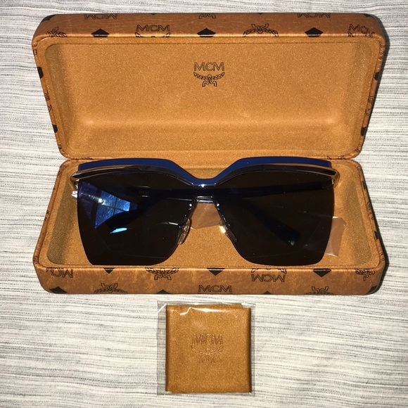 MCM Shield Rimless Silver Accent Sunglasses